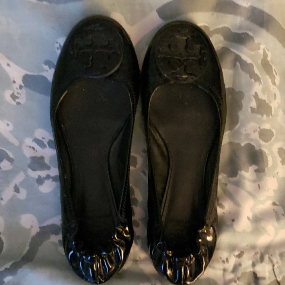 Tory Burch Black Patent Reva Flats 9.5